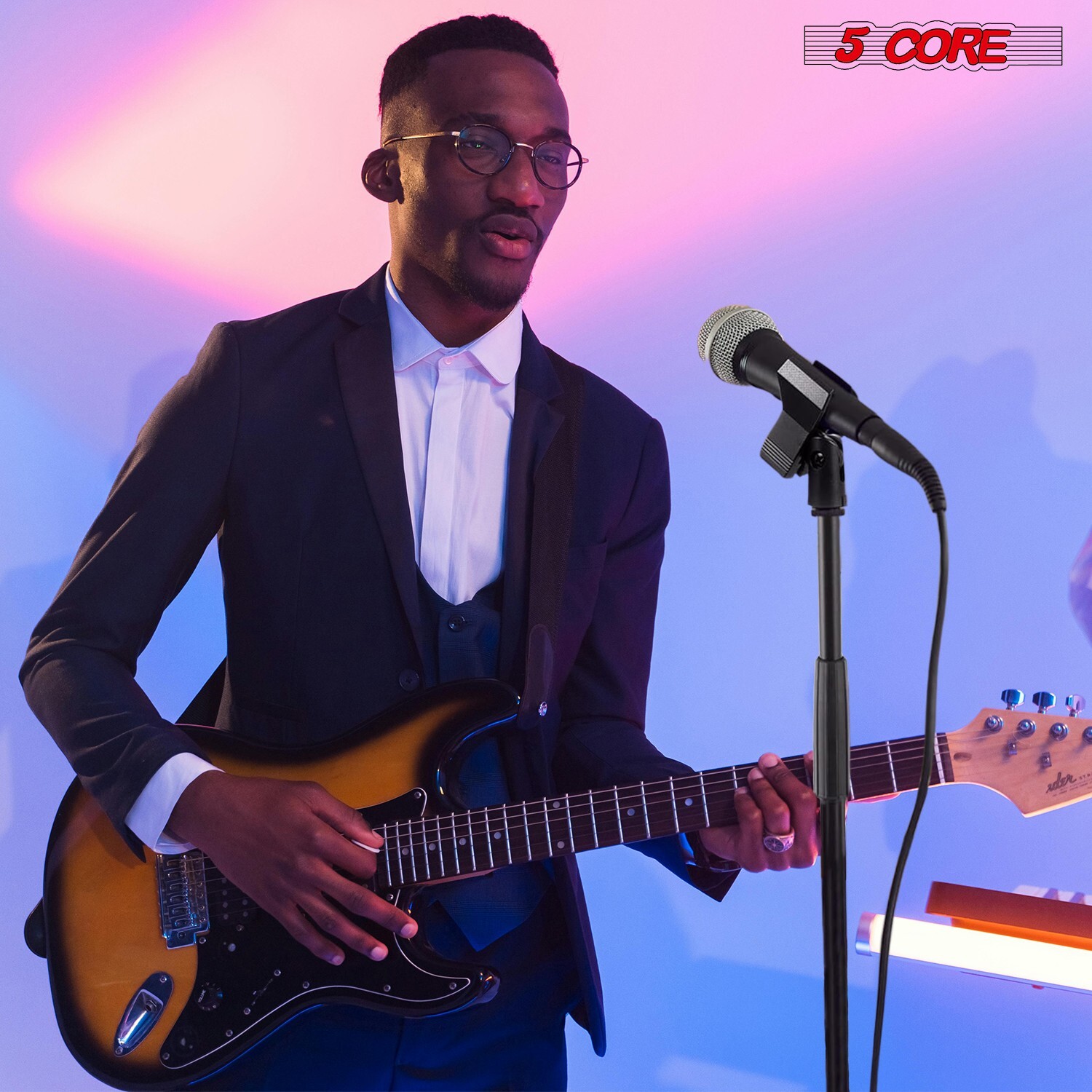 5Core Compact Base Microphone Floor Stand with Mic Holder 37.5 to 70 inches