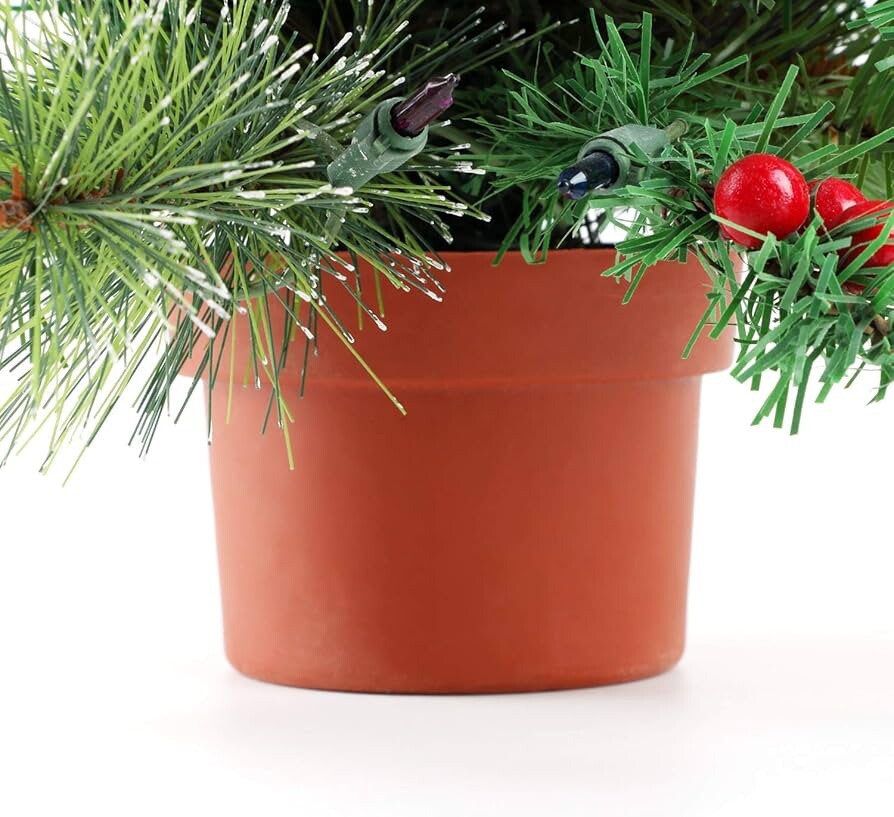 2 FT Tabletop Artificial Small Mini Christmas Tree with LED Light & Ornaments