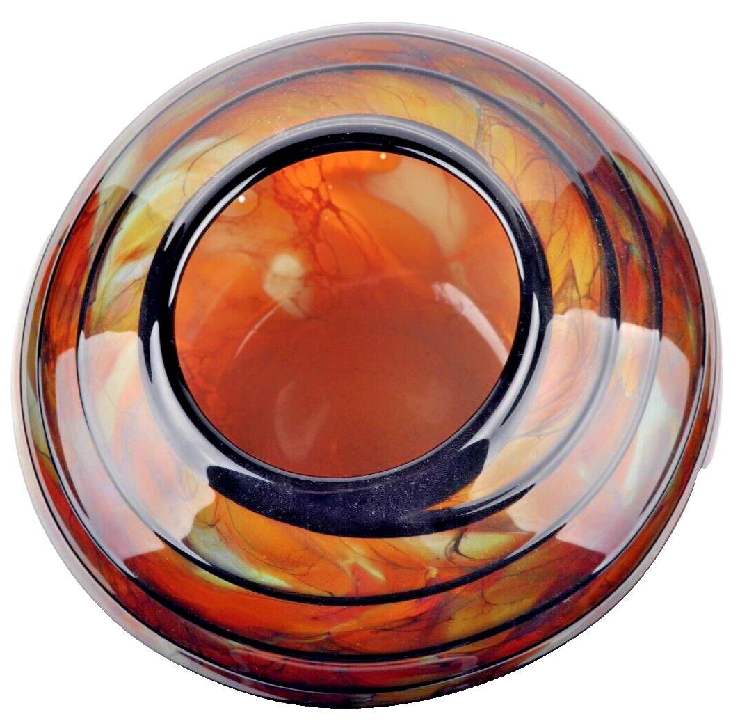 MERIDIAN STREET Art Glass Irish Gold Free Form Basket Hand Blown J. McDonald New