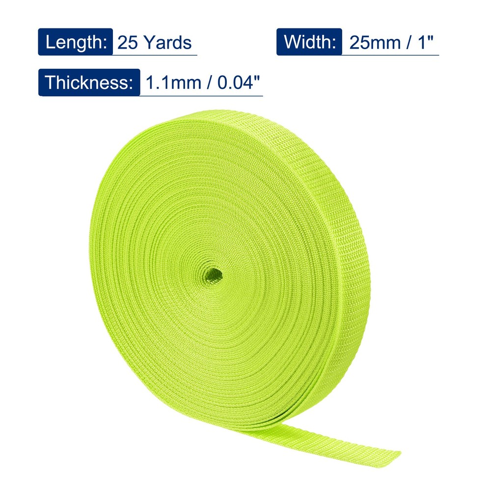 Lightweight Polypropylene Webbing Strap 1" 25 Yards Fluorescent Yellow Green