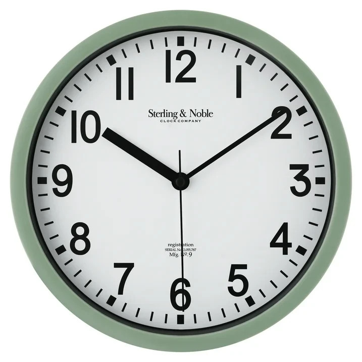 Mainstays Basic Indoor 8.78" Sage Analog Round Modern Wall Clock