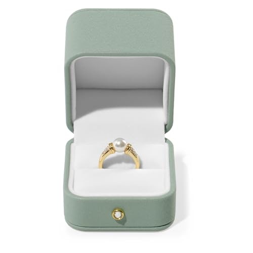 Green Leather Ring Gift Box Jewelry Gift Box Small Ring Case for Ring Box