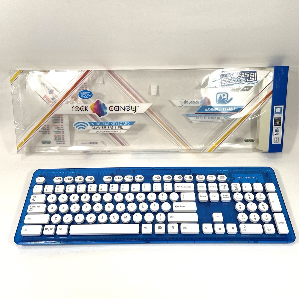 Rock Candy Blue Wireless Keyboard Washable No Dongle  904-005 - Untested READ