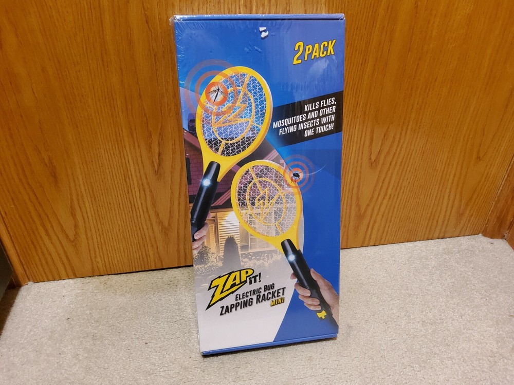 Zap It Bug Zapper Rechargeable Bug Zapper Racket Mini 2-Pack Led Light Sealed
