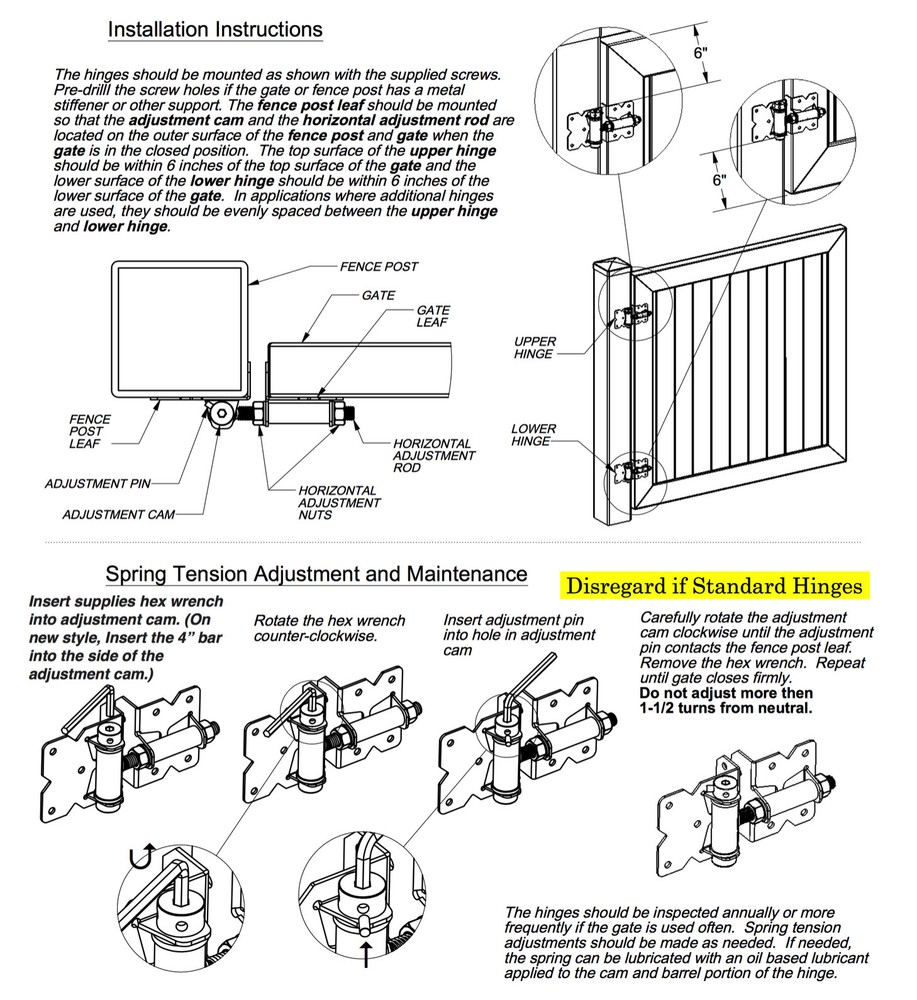 Self Closing Vinyl Fence Gate Single Gate Hardware Kit BLACK Lockable both sides