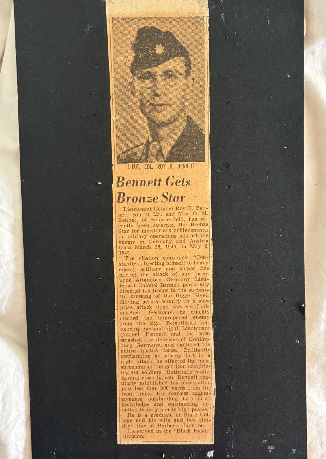 bronze star medal wwii - (w case, clipping, and docs) awarded to Lt Col R.B