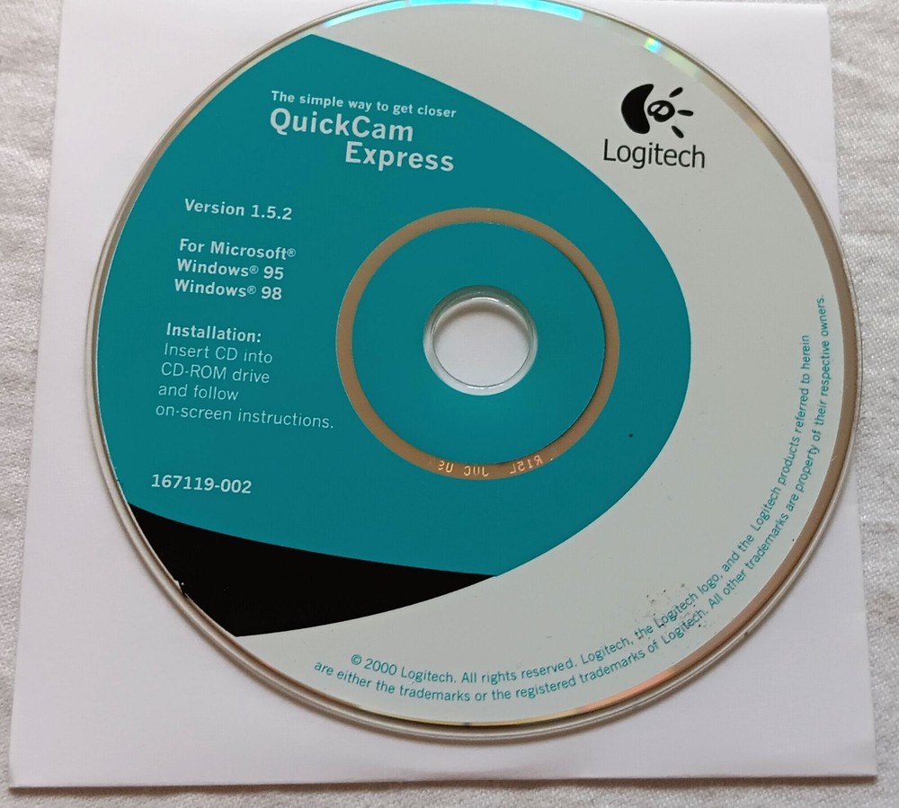Logitech QuickCam Express Version 1.5.2 Windows 95, 98 Webcam Drivers CD (2000)
