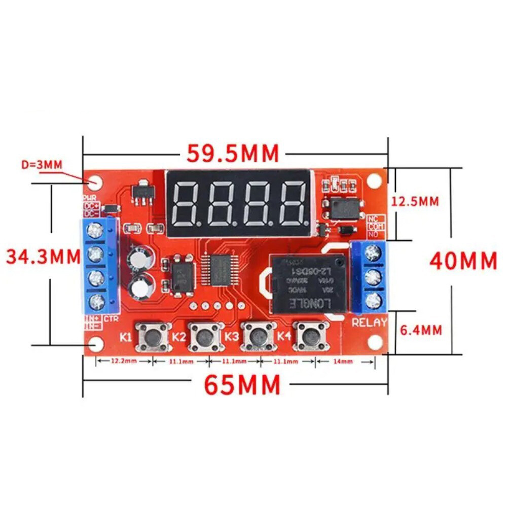 2X DC12V 10A Adjustable Time Delay Relay Module LED Digital Timer Switch & Case