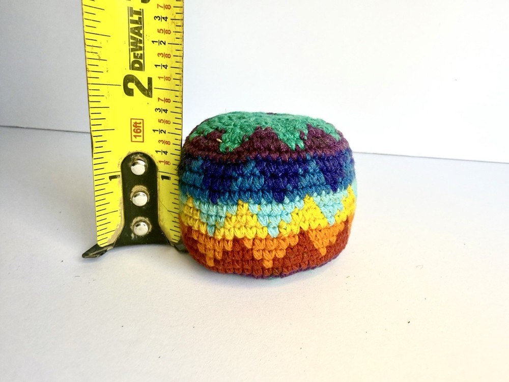 2 Vintage 90's Woven Rainbow Hacky Sack Hackysack