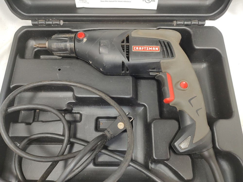 Craftsman 3/8 Inch Corded Variable Speed Reversible Drill Model #10114 Case