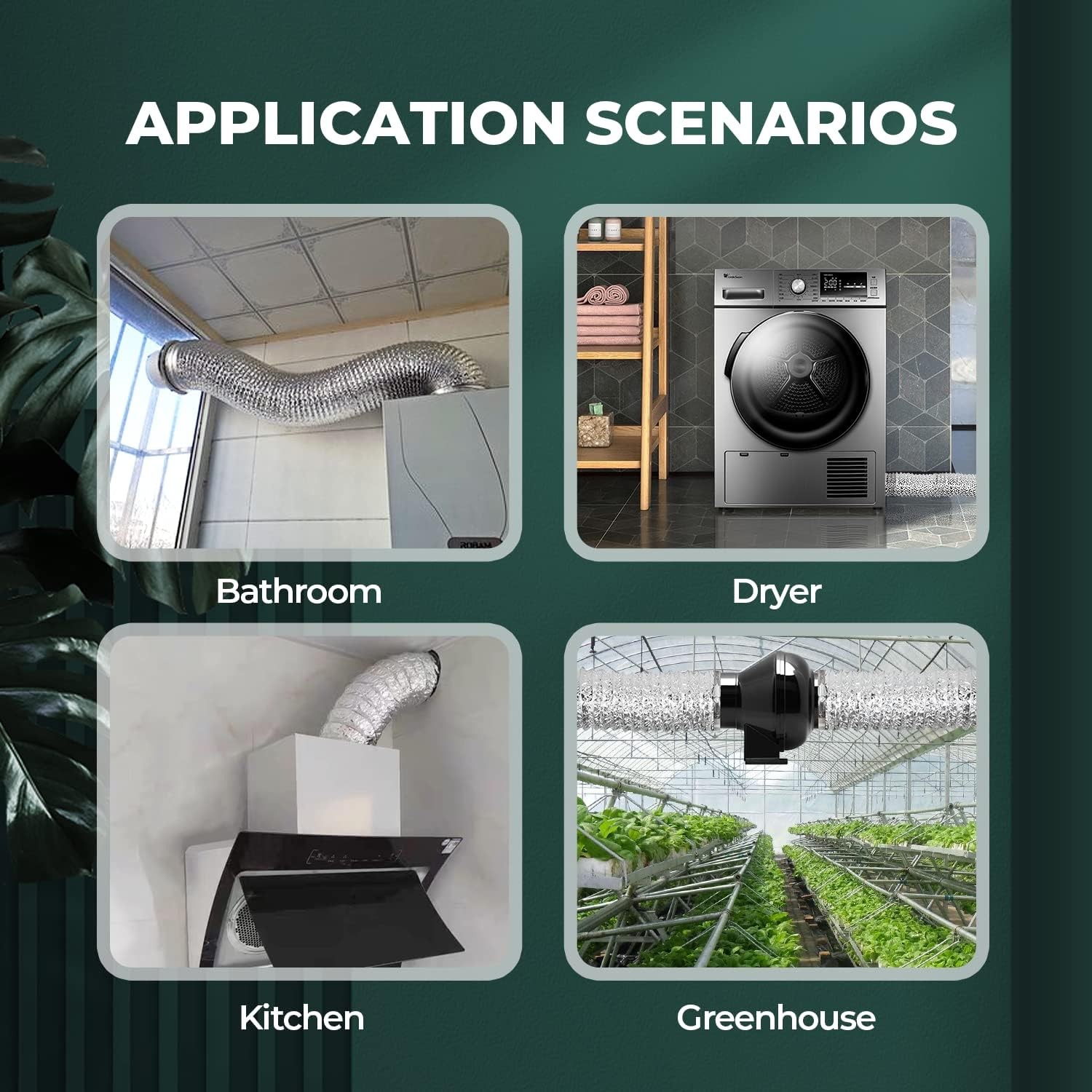 12" 25 Ft Aluminum Ducting Flexible, Heavy-Duty 4-Layer Protection with 2 Duct