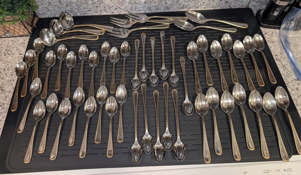 102 Piece Gorham Stainless Steel Silverware And Serving Set.