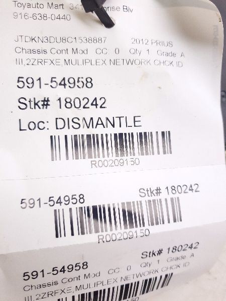 12-14 TOYOTA PRIUS MULTIPLEX NETWORK BODY CONTROL MODULE ECM ASSEMBLY
