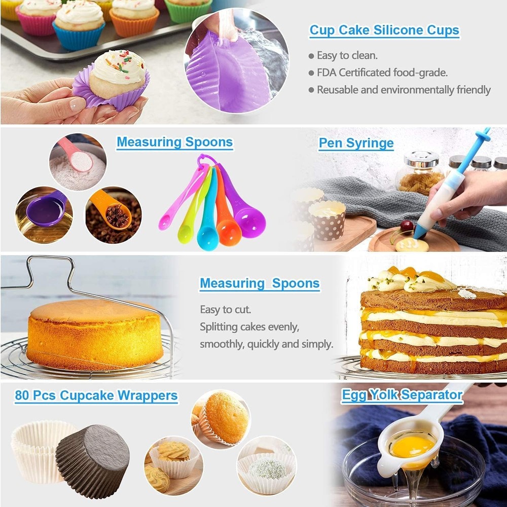 Gawren-H&E 678pcs Cake Decorating Kit,Cake Baking Suppplies with Decorating Tool