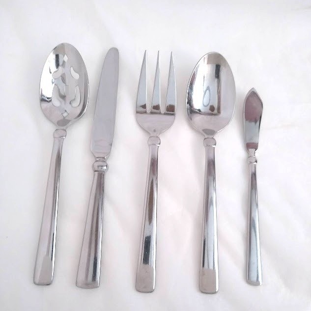 5pc Hostess Serving Set Glossy Stainless Flatware, Reed and Barton Sanderling