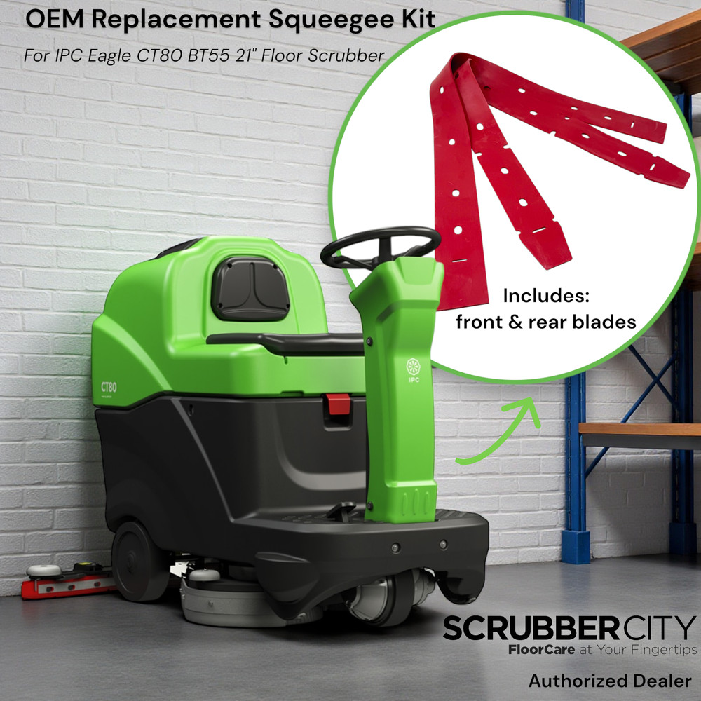 OEM Squeegee Blade Set Front & Rear for IPC Eagle 21" CT80 BT55 Floor Scrubber