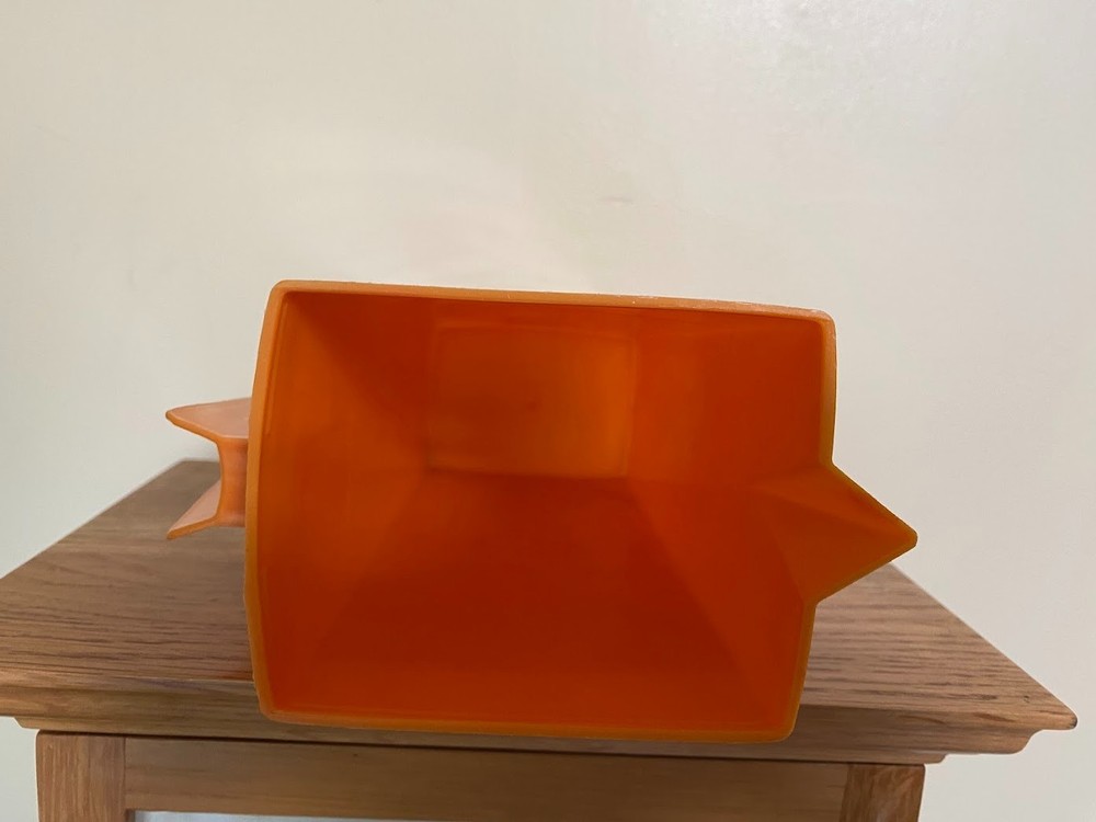 Vintage Plastic Beverage Pitcher Orange With Retro Flower Pattern