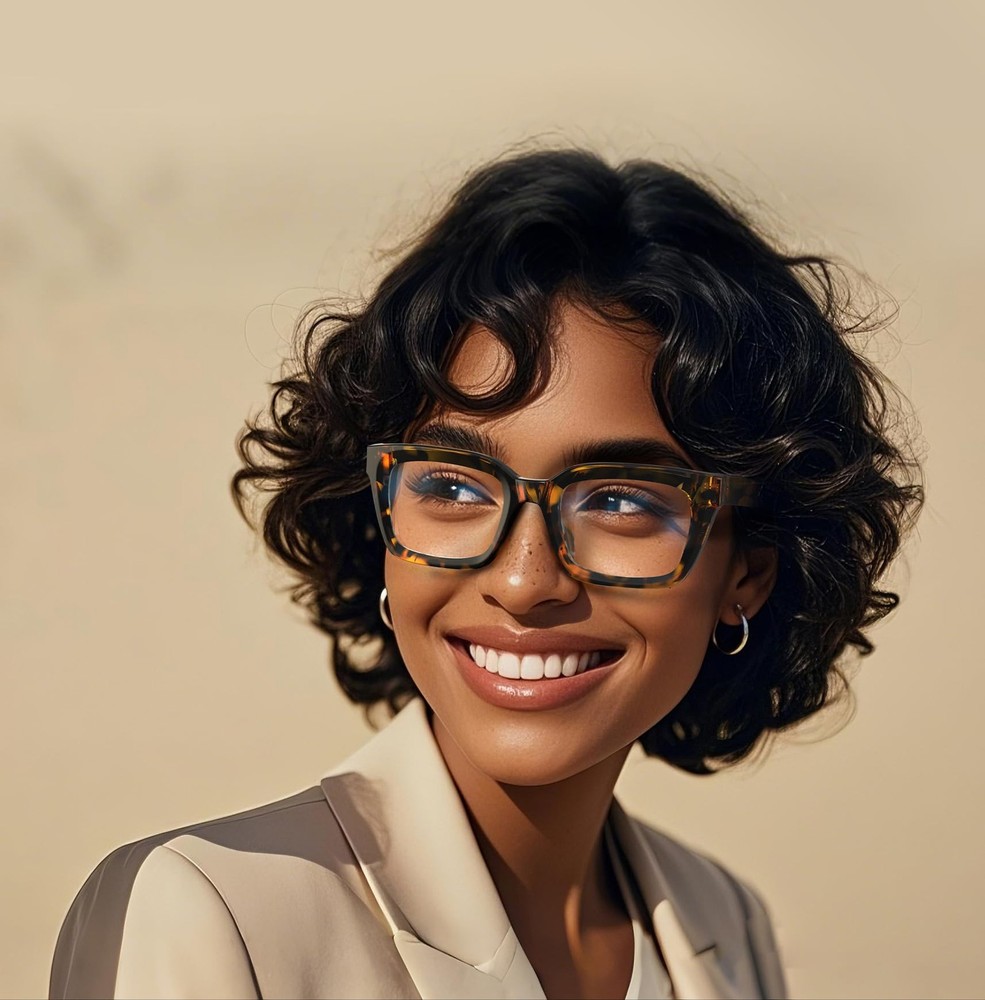 VISOONE Chunky Square Blue Light Blocking Glasses with Medium, Coco Tortoise