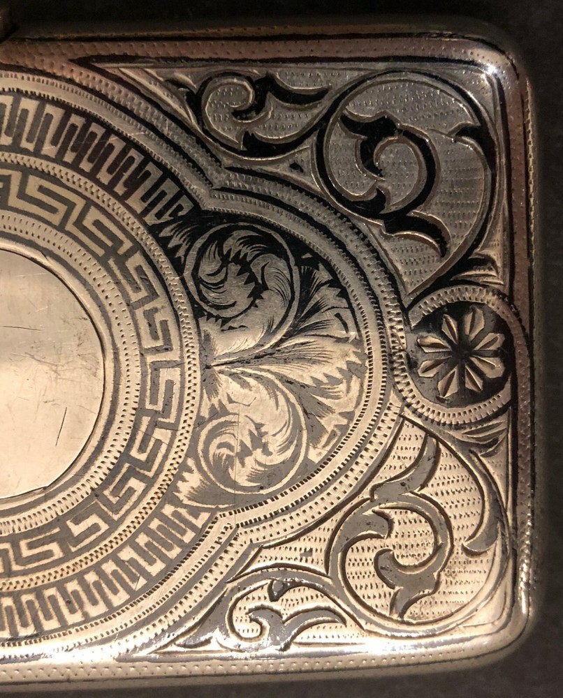 Antique Imperial Russian Niello 84 Silver Cigarette Case