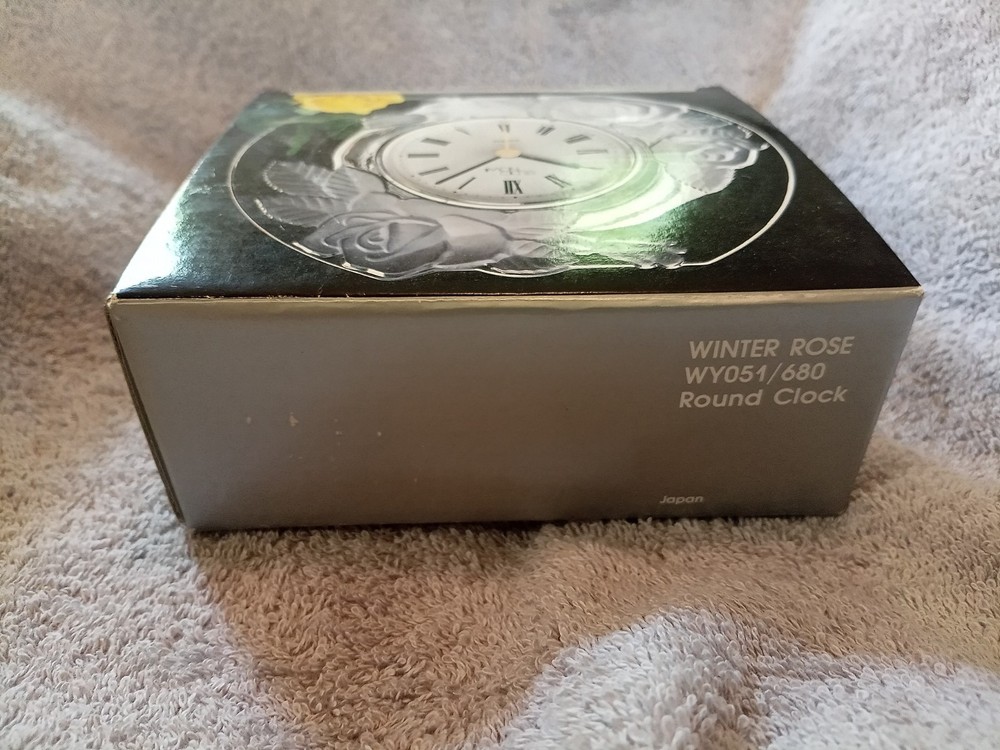 Studio Nova Lead Crystal Table Clock - Rose Pattern - Japan/Germany **NIB**