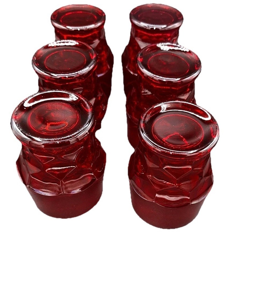 Vintage Glasses Honey Comb Pattern by Viking (6) Ruby Red
