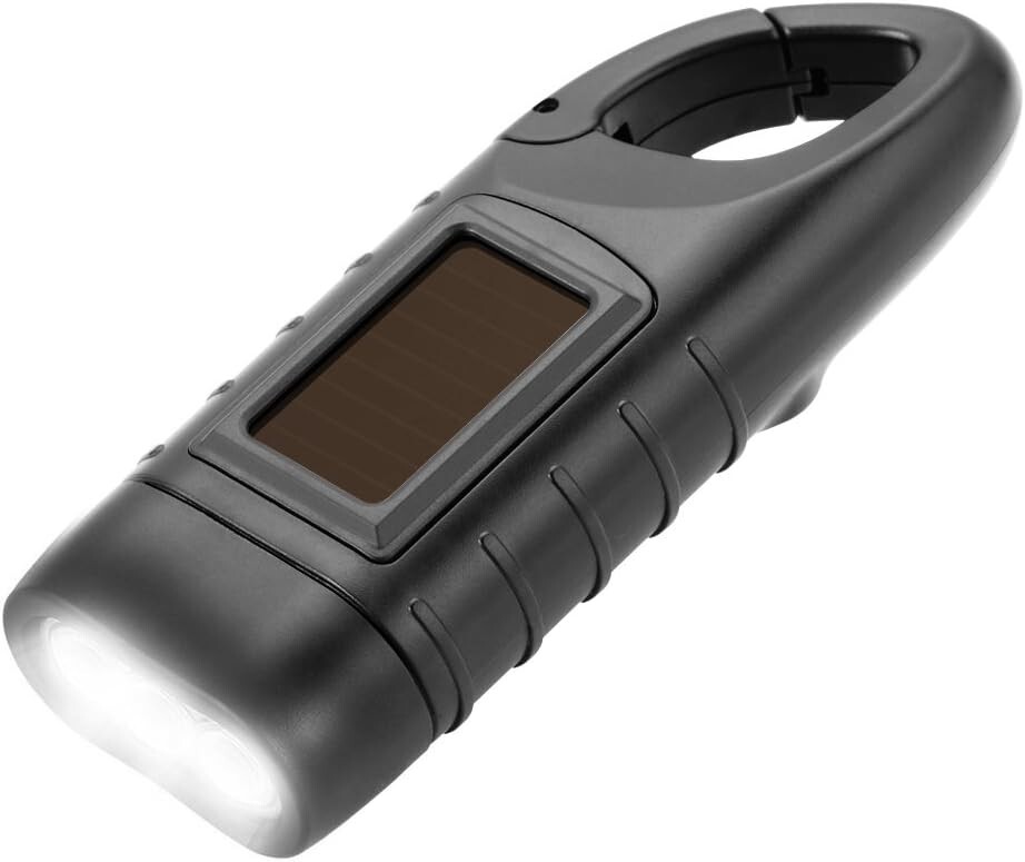 Hand Crank Emergency Solar Panel Survival Flashlight Camping Hiking Backpack