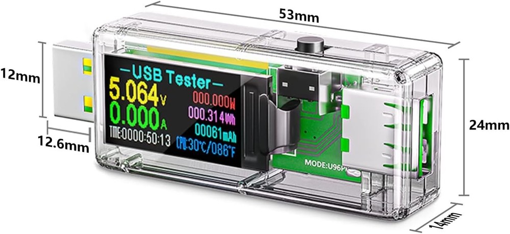 USB 3.0 Tester, Eversame IPS Color Display Digital Multimeter Voltmeter Clear