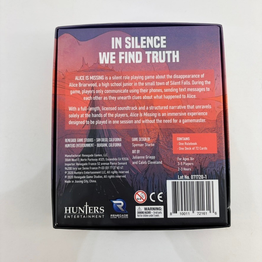 Alice is Missing: A Silent Role Playing Game (tabletop) (Renegade Game Studios)