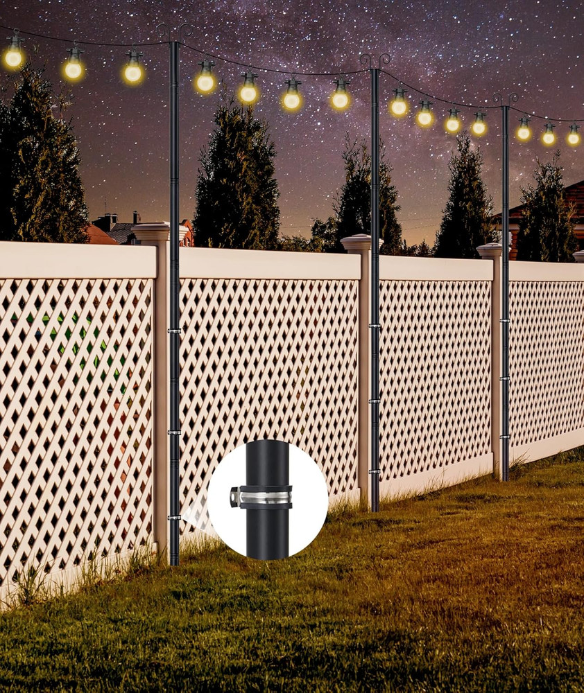2 sets Deck Patio Light hanging Pole for Outside String Lights for Wedding Party