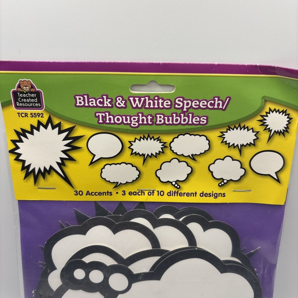 Teacher Created Resources Black & White Speech/Thought Bubbles accents.