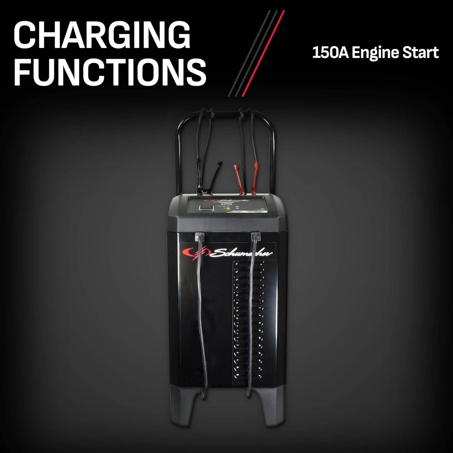 Wheeled Automatic 6A Car Battery Charger and 150A Engine Starter, 4-In-1 Solutio