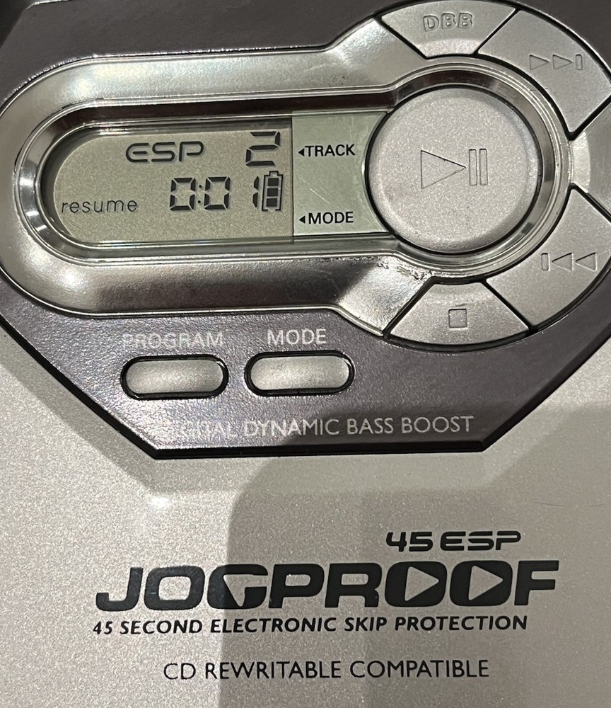 Philips Jogproof Portable CD Player 45 ESP CD Rewritable Tested & Works Vintage