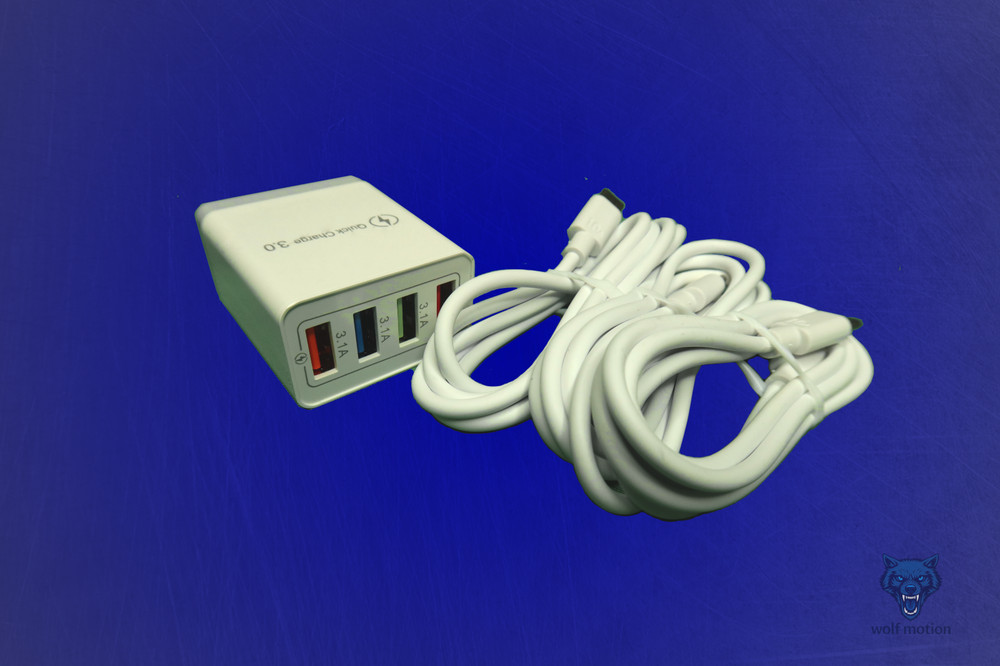 Fast Charging Hub + 4 Cables – For SlimeVR / Full‑Body VR Trackers