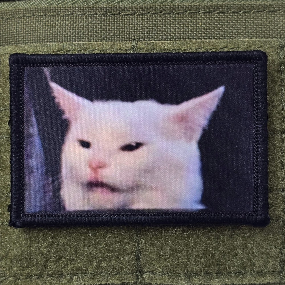 Shocked Cat Patch Moral Tactical Meme Funny USA Flag Hook & Loop 3x2