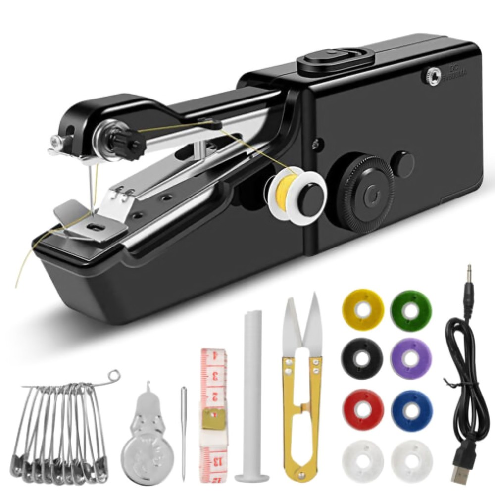 1Pc Handheld Mini Sewing Machine Stitch Electric Compact Tool w/ Accessories
