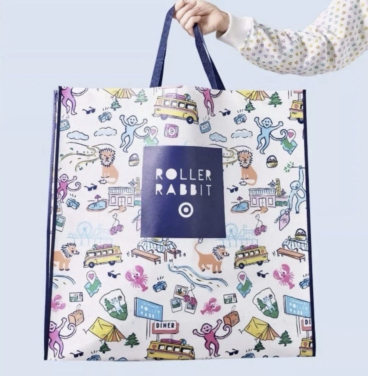 Roller Rabbit x Target Foldable Reusable Shopping Bag Multicolor All-Over