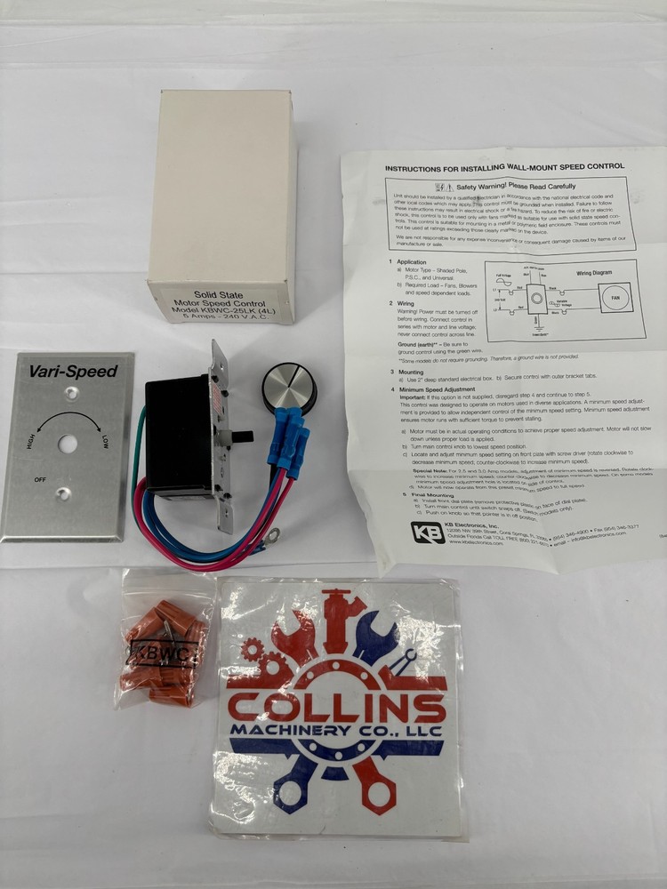 KB Electronics KBWC-25LK(4L) Solid State Motor Speed Control 5A 240V