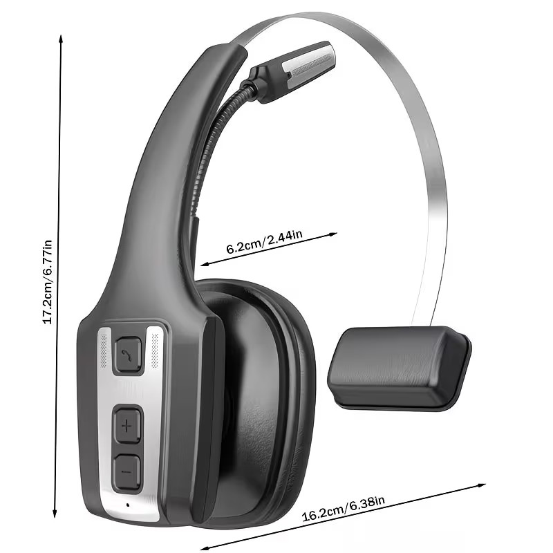 AI Trucker Headset Wireless Bluetooth 5.2 Noise Cancelling Mic For Phones PC US