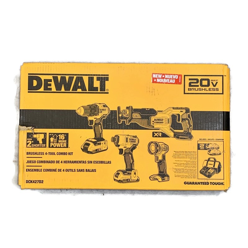 DEWALT DCK427D2 20V MAX Brushless Lithium-Ion Cordless 4-Tool Combo Kit