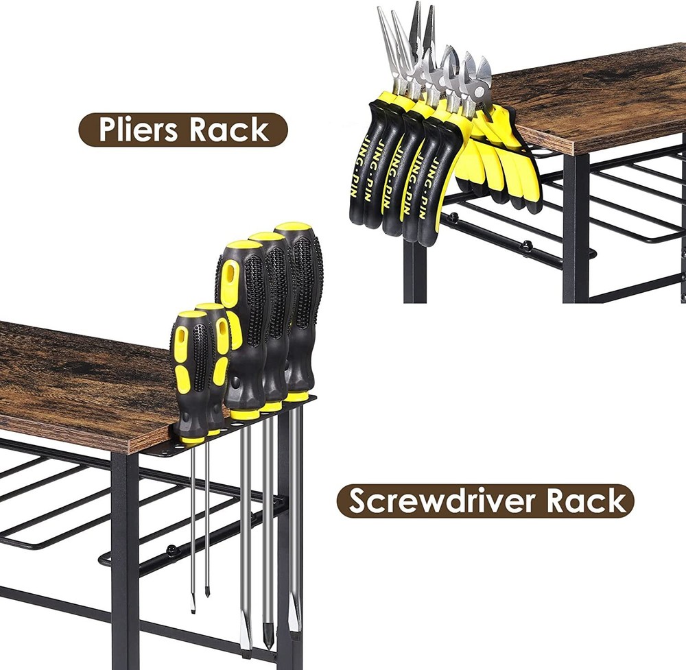 Wall Mounted Power Tool Organizer w/ 4 Drill Holders Cordless Tool Utility Rack