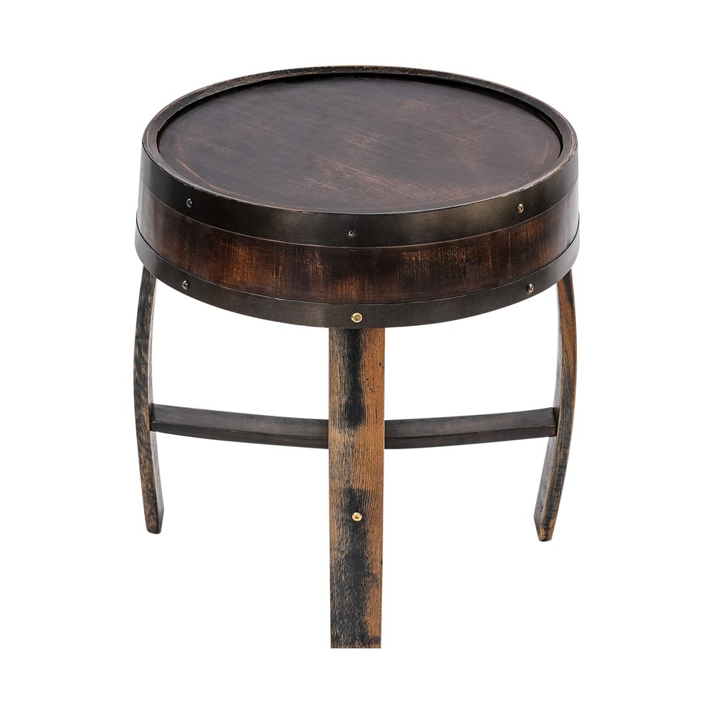 Solid Wood Round Barrel-style End Table Home Tea/coffee Table Wine Side Table