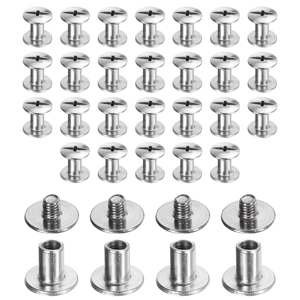 30set Phillips Chicago Screw M3x6mm Binding Post Screw, Silver