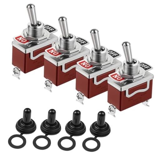 4 Pack Toggle Switch, 2 Pin 2 Position Waterproof SPST 20A 250V On/Off Toggle