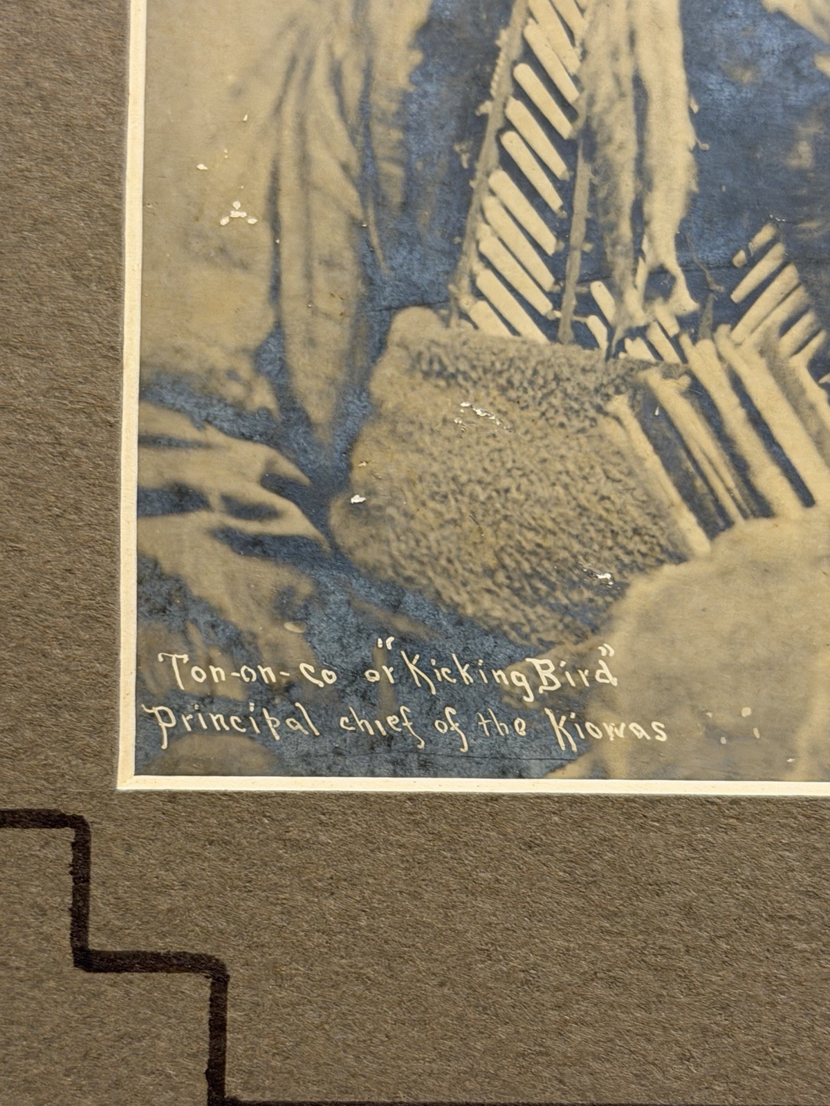 Antique Native Amerian Indian Photograph of Kicking Bird (Teneangop'te) Cheif