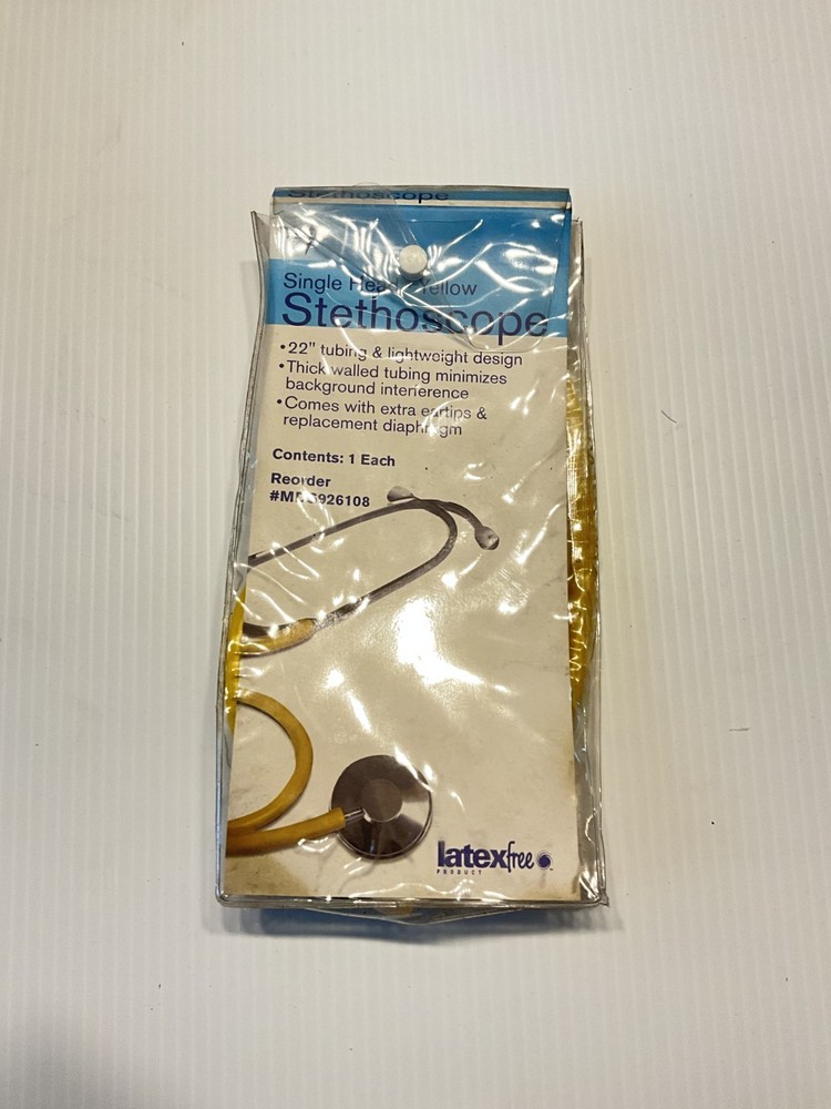 Medline MDS926108 Single‑Head Stethoscope (Yellow) 22"