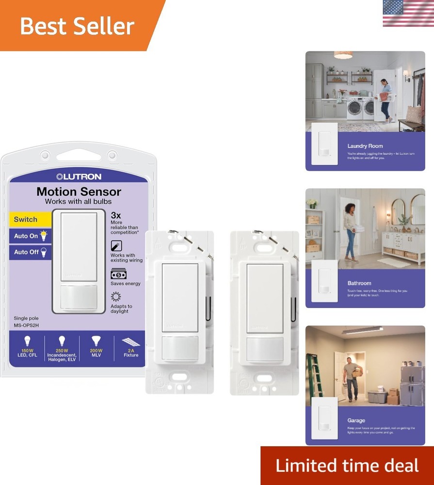 Maestro Motion Sensor Light Switch Indoor for Bathroom, Garage, Laundry Room, An
