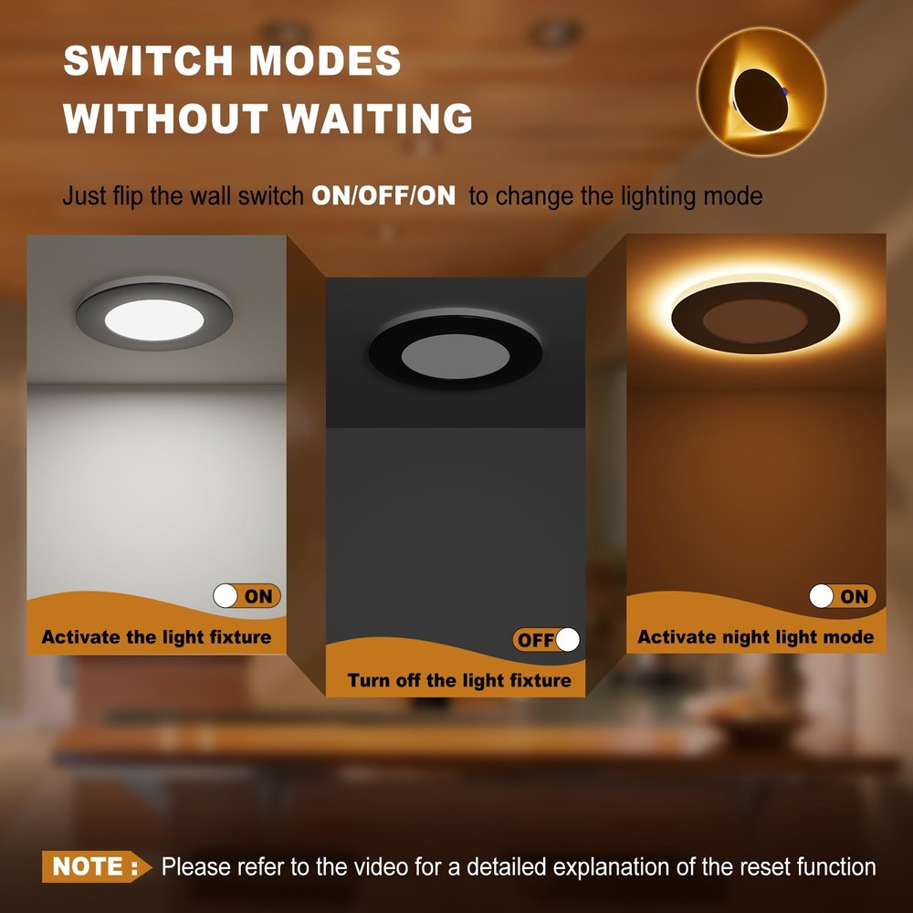 12 Pack 4 Inch 5CCT LED Recessed Ceiling Panel Light Dimmable with Night Light