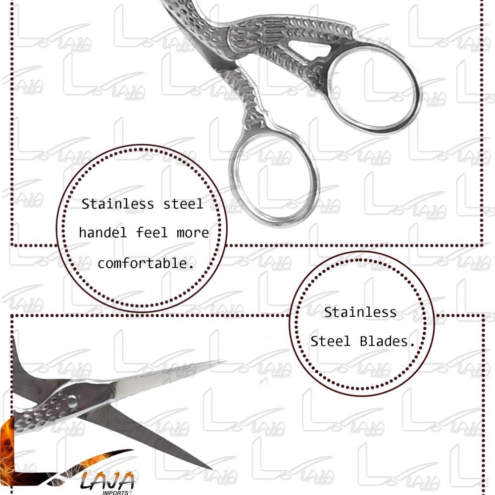 3.5" Silver Plated Embroidery Scissors Sewing Shears Bird Design