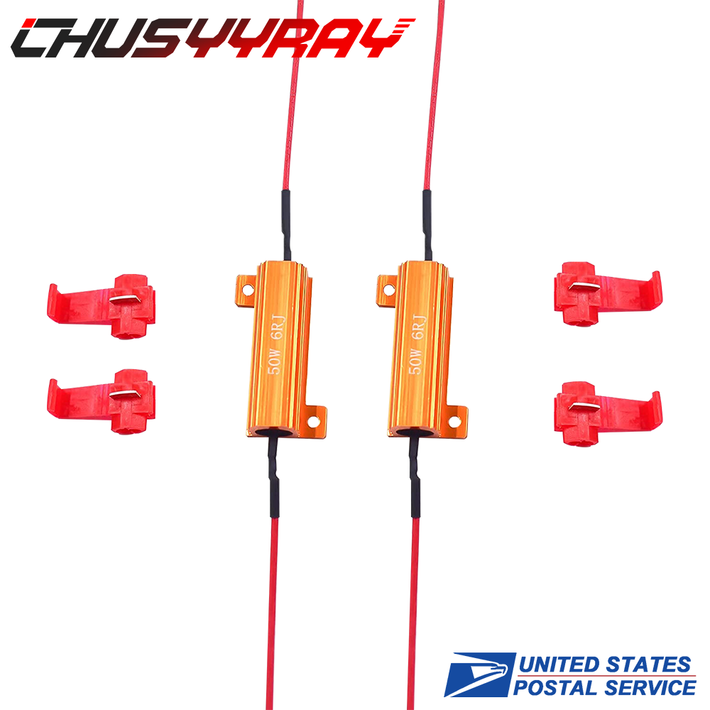 2X 50W 6ohm Load Resistors Fix LED Bulb Fast Hyper Flash Turn Signal Blink Error