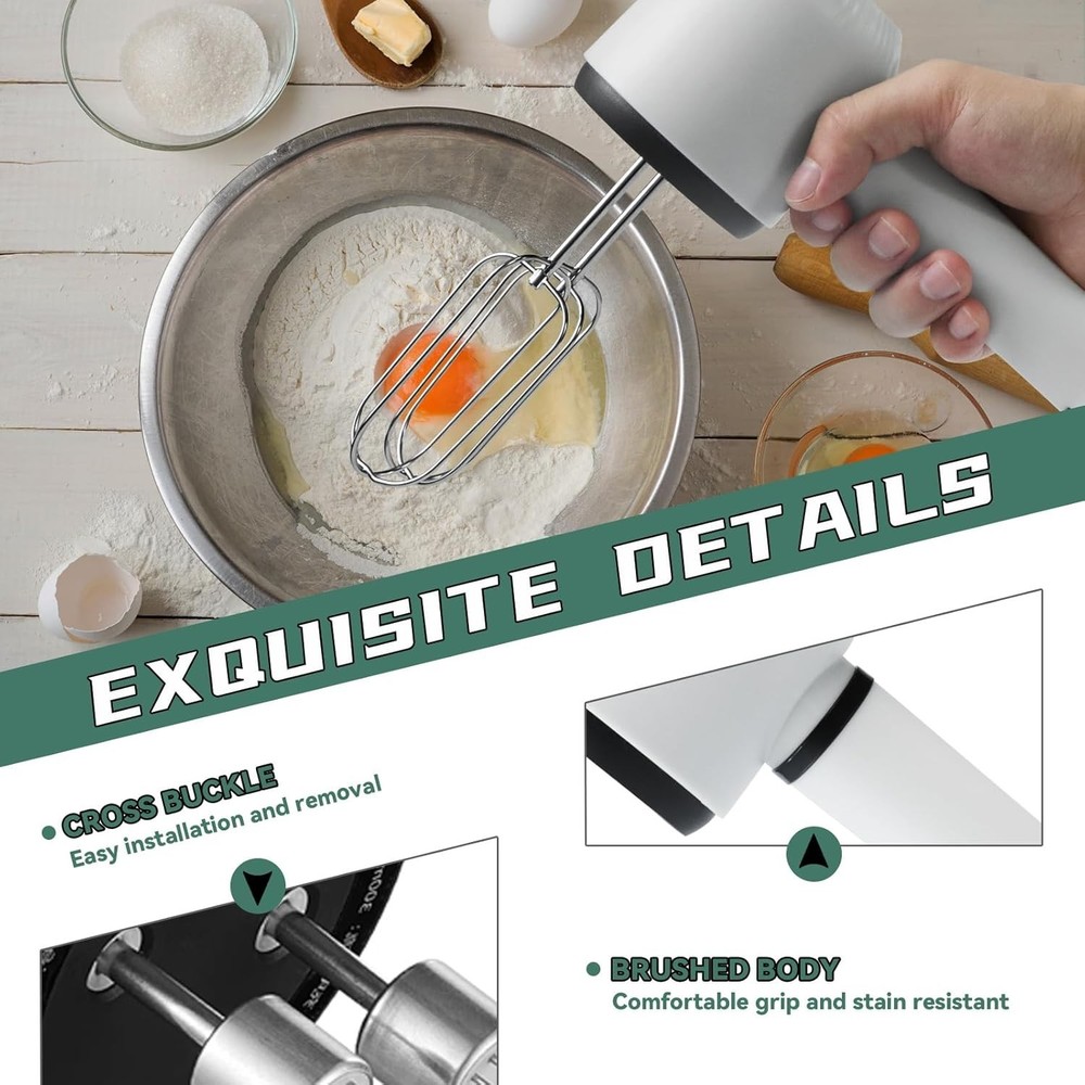 3 Speed Hand Mixer w/ Flex Edge Beaters Auto-Scrape Design for Baking Whipping